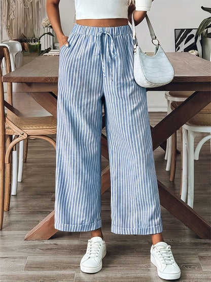 Stijlvolle gestreepte damesbroek met elastische tailleband – NOVA STRIPE