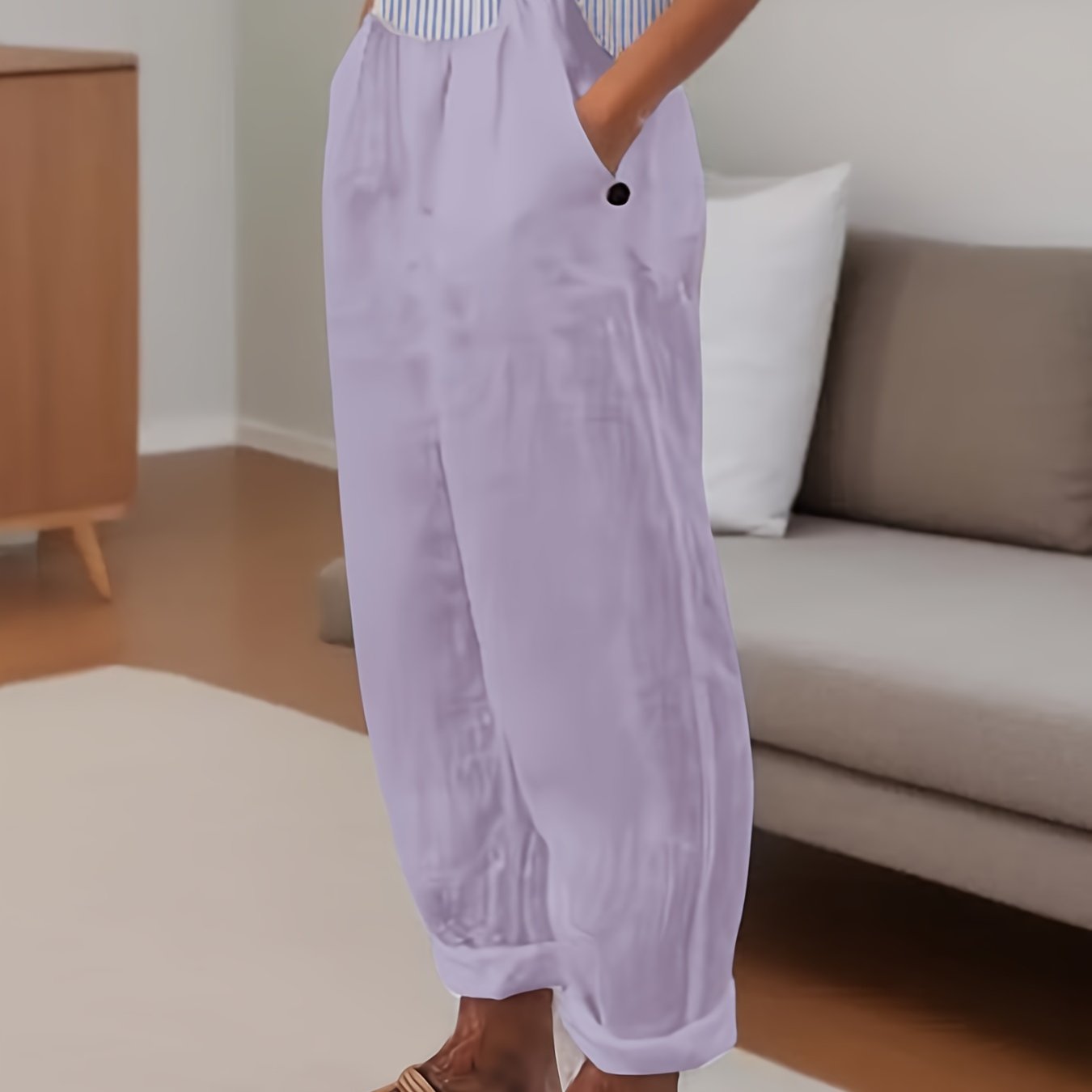 Relaxed fit damesbroek met hoge taille en omslagzoom – VARELIA TAILOR - Glamorix