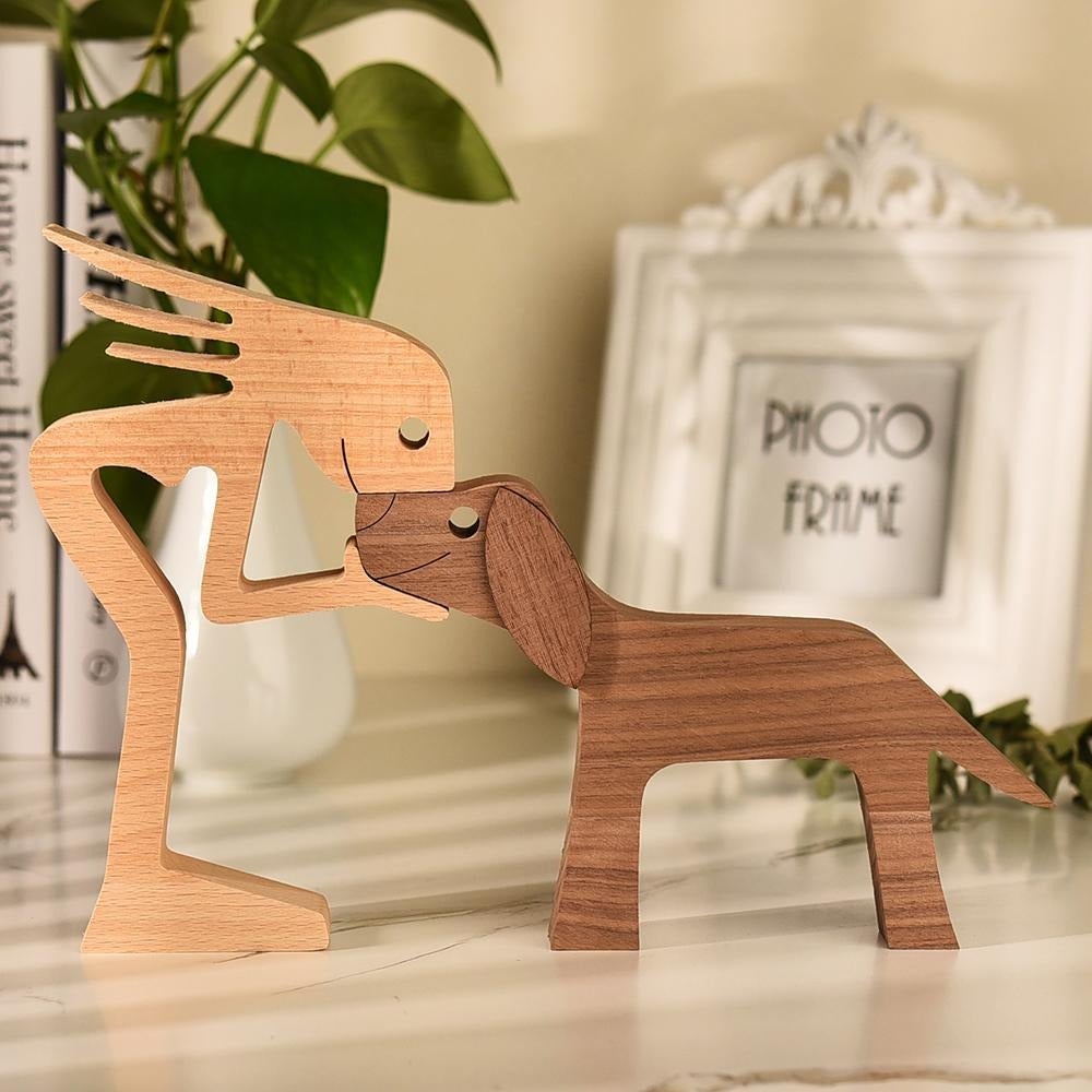 PawArt - Handgemaakte houten sculptuur van hondenliefde
