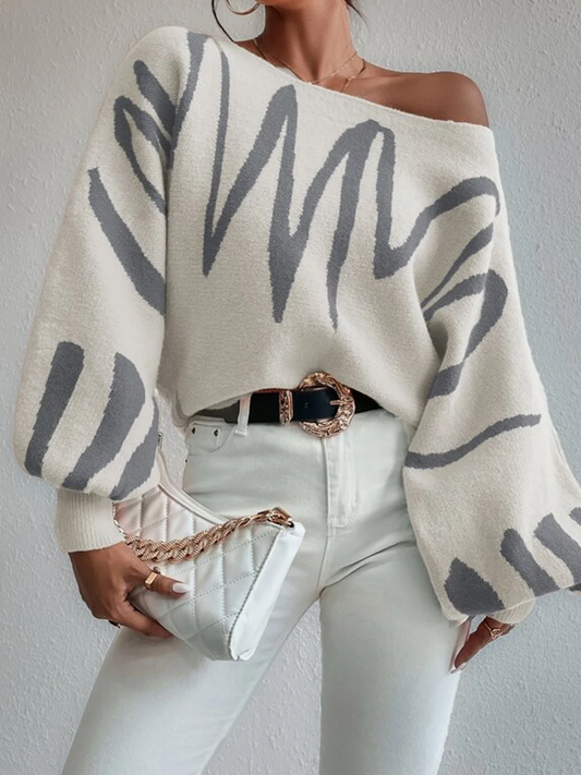 URBANGLAM - Chique Pullover met Ballonmouwen en Bootcut Hals