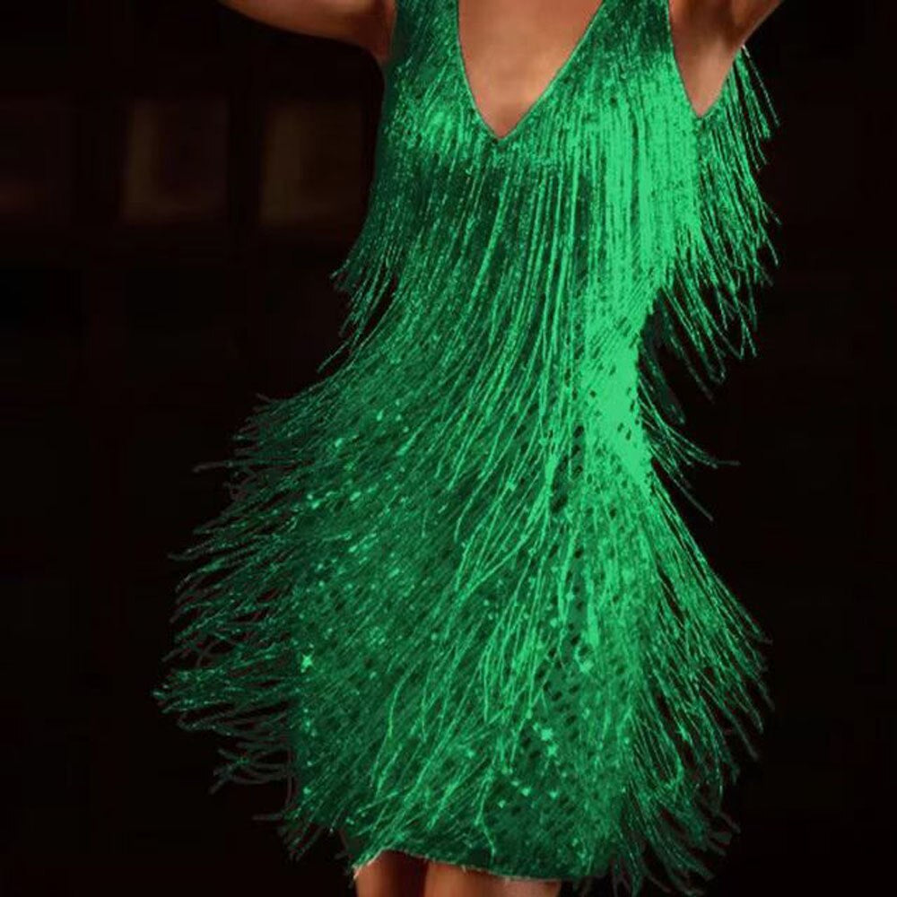 LUCIA - Sprankelende feestjurk met elegante franjes