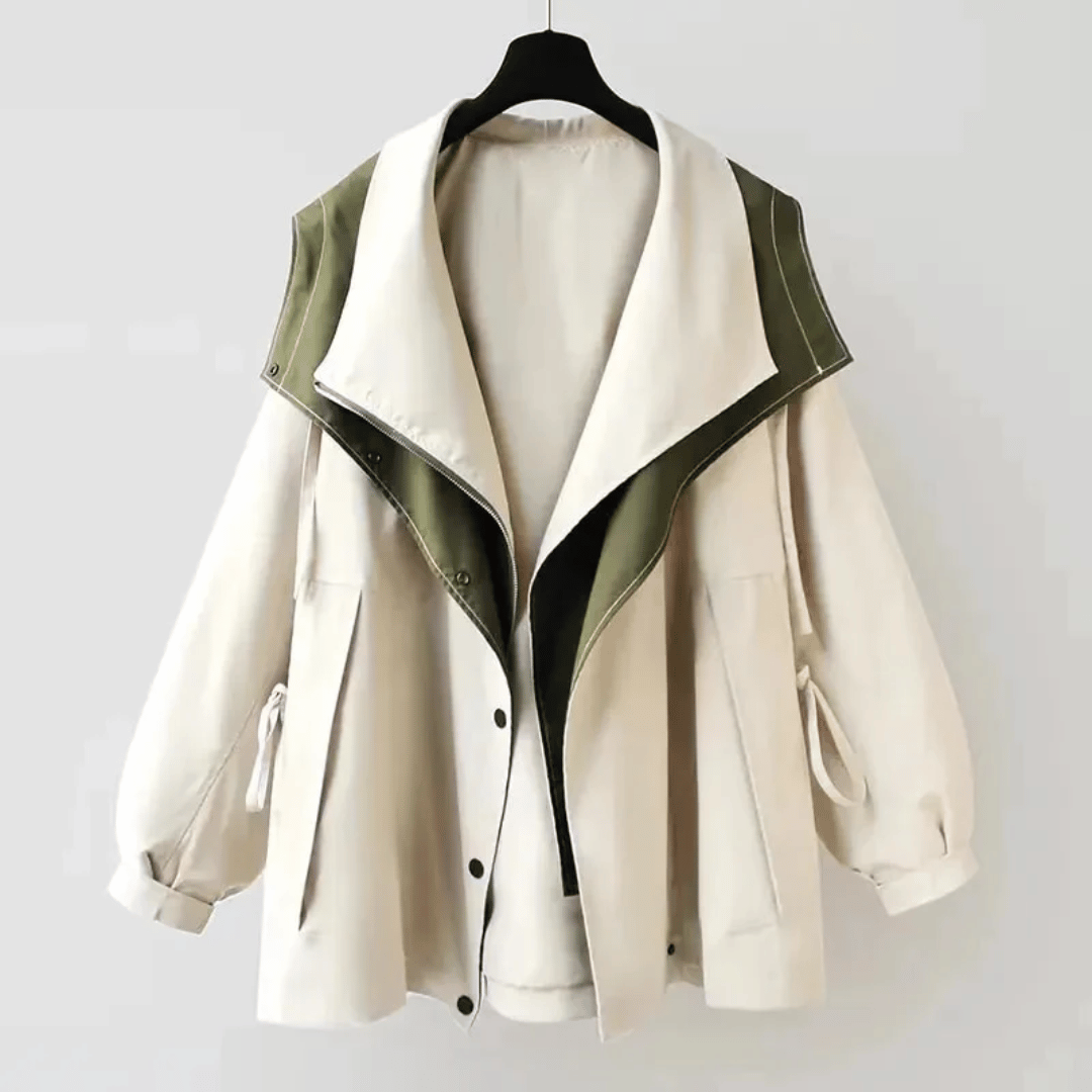 CLARA – Dames regenjas met hoge ritssluiting en minimalistisch design - Glamorix