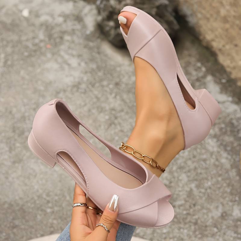 Elegante dames instapschoenen met peep-toe en lage hak – MIRELA STEP - Glamorix
