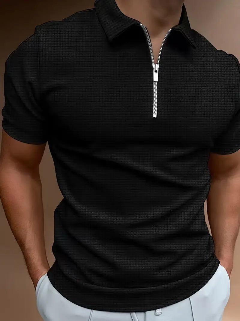 DAMIEN - Poloshirt met halve rits voor heren