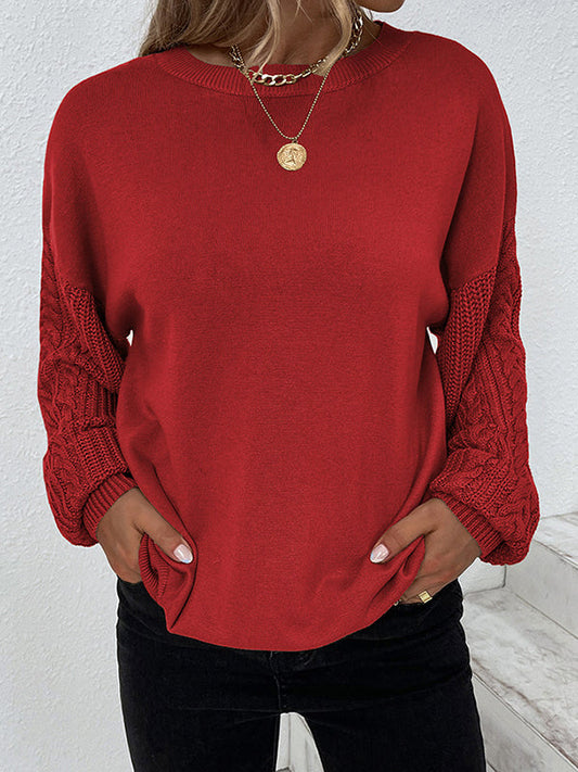 TWISTED ELEGANCE - Langarmige Pullover met Ronde Hals en Gedraaid Breiwerk