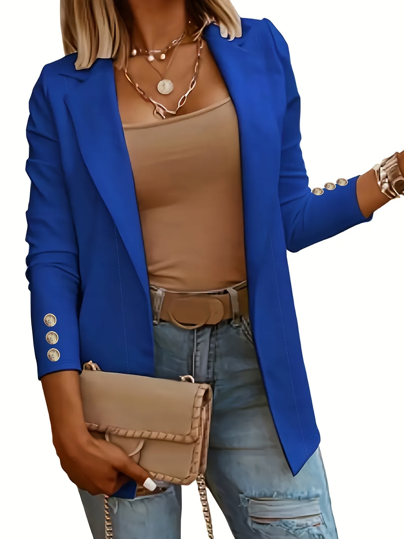 Stijlvolle Damesblazer met Verstelbare Mouwen voor Professionele Kleding – LIA LUXE - Glamorix