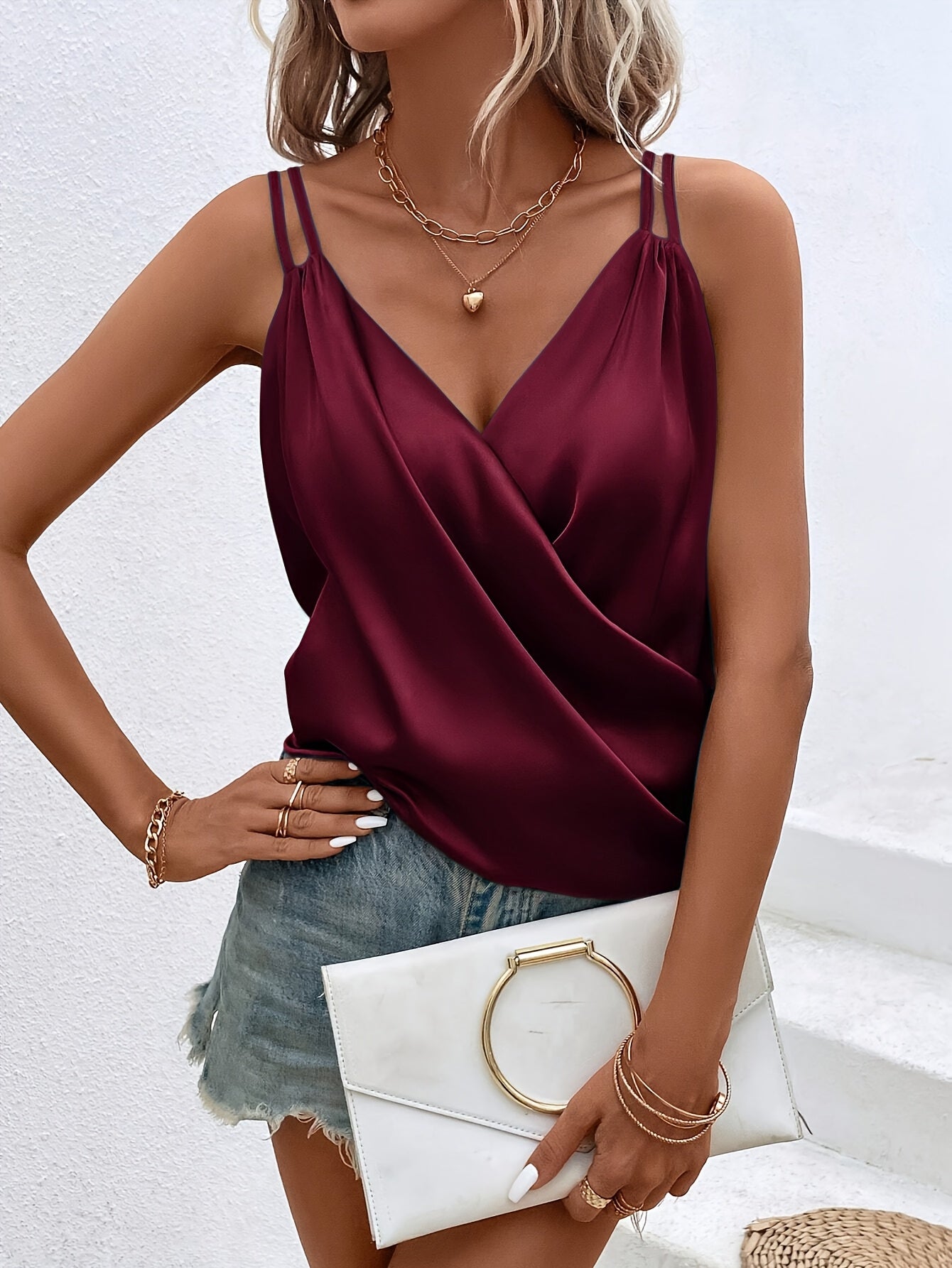 Chique Dames Blouse met Elegante Ruches voor Feestelijke Gelegenheden – LUNA FASHION - Glamorix