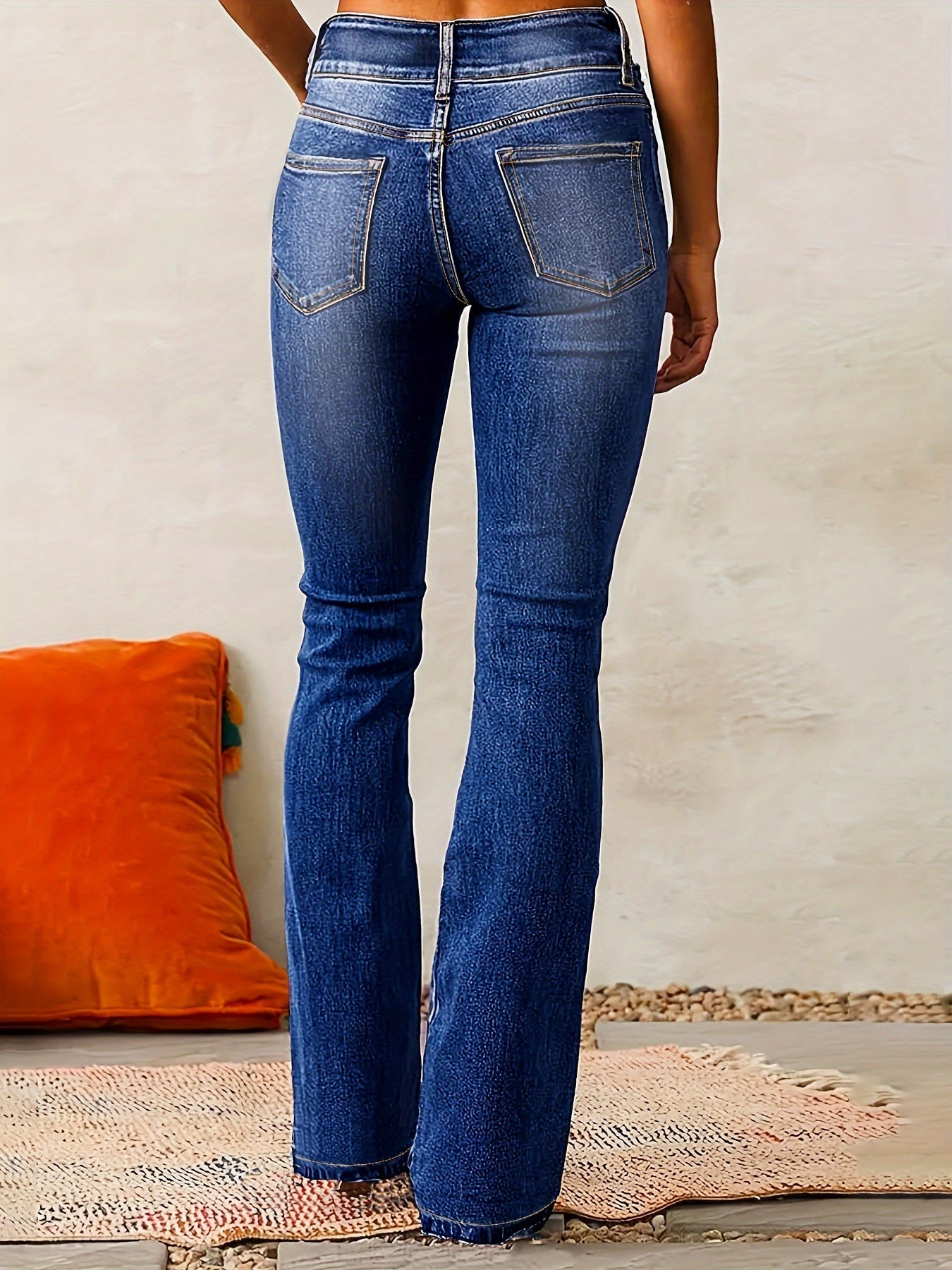 High waist flared damesjeans met dubbele knoopsluiting – RIVIA FLARE - Glamorix