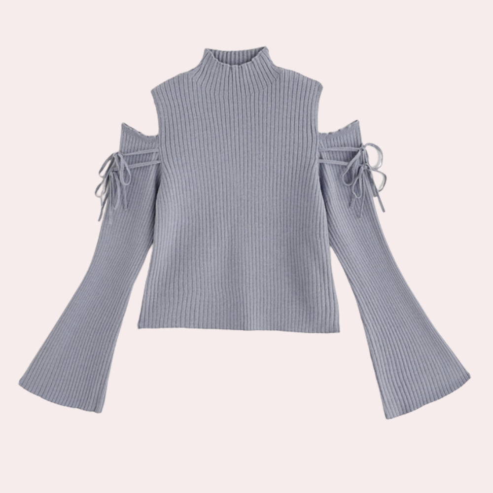 SOPHIA - Chique geribde trui met cold-shoulder design