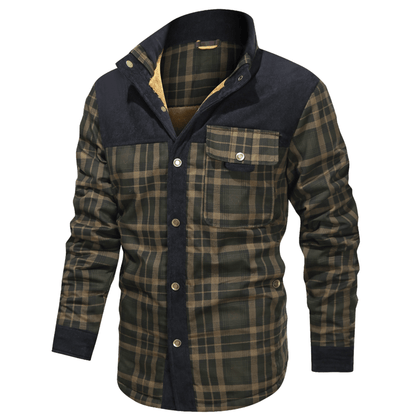 HARRIS - Herenjas met rustieke geruite knoopsluiting en corduroy accenten