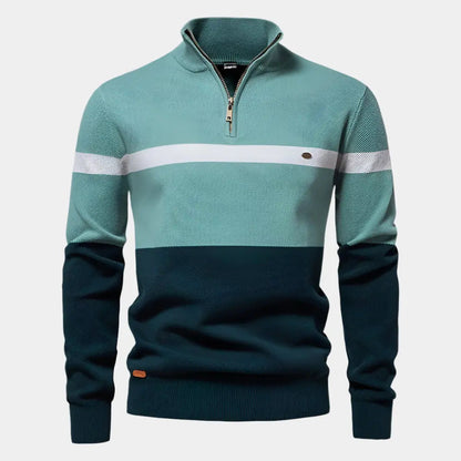 NIKO – Herenpullover met colorblock en kwart ritssluiting