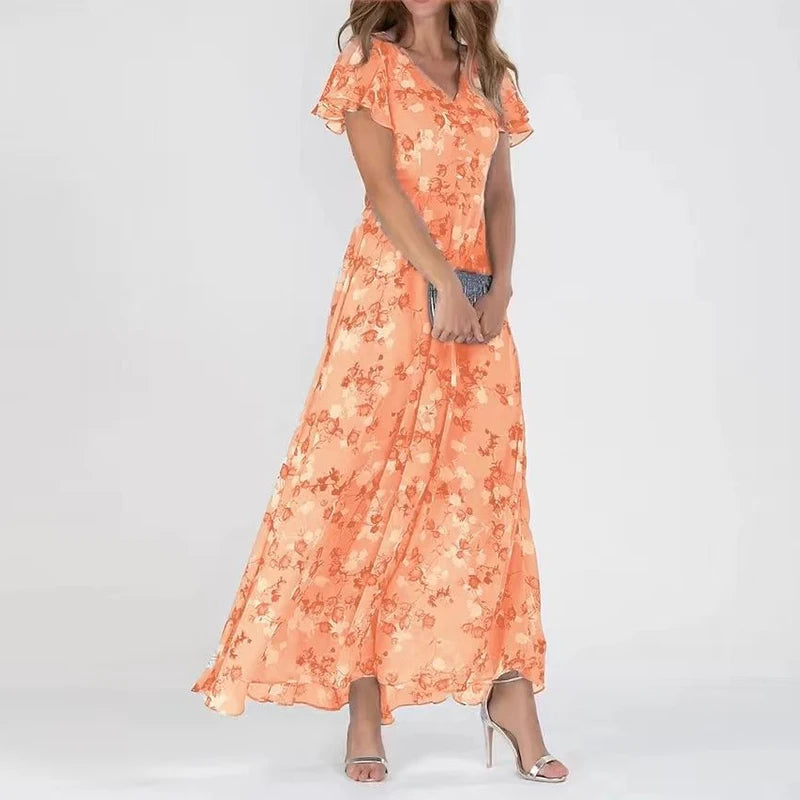 Zomerse Maxi Jurk met A-lijn Silhouet en Comfortabele Pasvorm voor Dames – LUNA FLOW - Glamorix