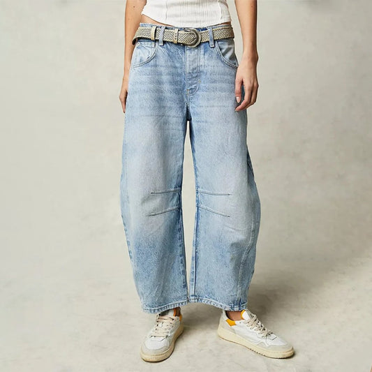MIKARA - Wijde Lichtblauwe Spijkerbroek voor Een Trendy en Comfortabele Look