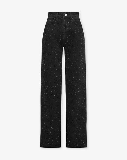 LUNA - Damesjeans met glitterdetail en hoge taille
