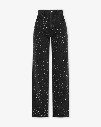 LUNA - Damesjeans met glitterdetail en hoge taille