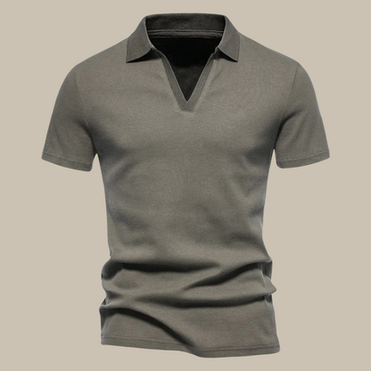 Herenpolo van Merino Wol met Korte Mouwen en V-hals voor Casual en Semi-Formele Gelegenheden – LORENZO CLASSIC - Glamorix