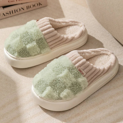 MAEVE - Geruite pluche pantoffels voor vrouwen