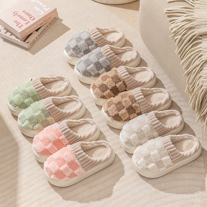 MAEVE - Geruite pluche pantoffels voor vrouwen