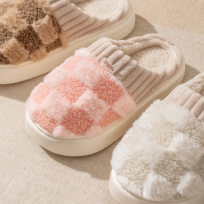 MAEVE - Geruite pluche pantoffels voor vrouwen