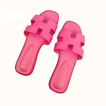 Elegante dames instapsandaal met iconische H-band – HARLIA SLIDE - Glamorix