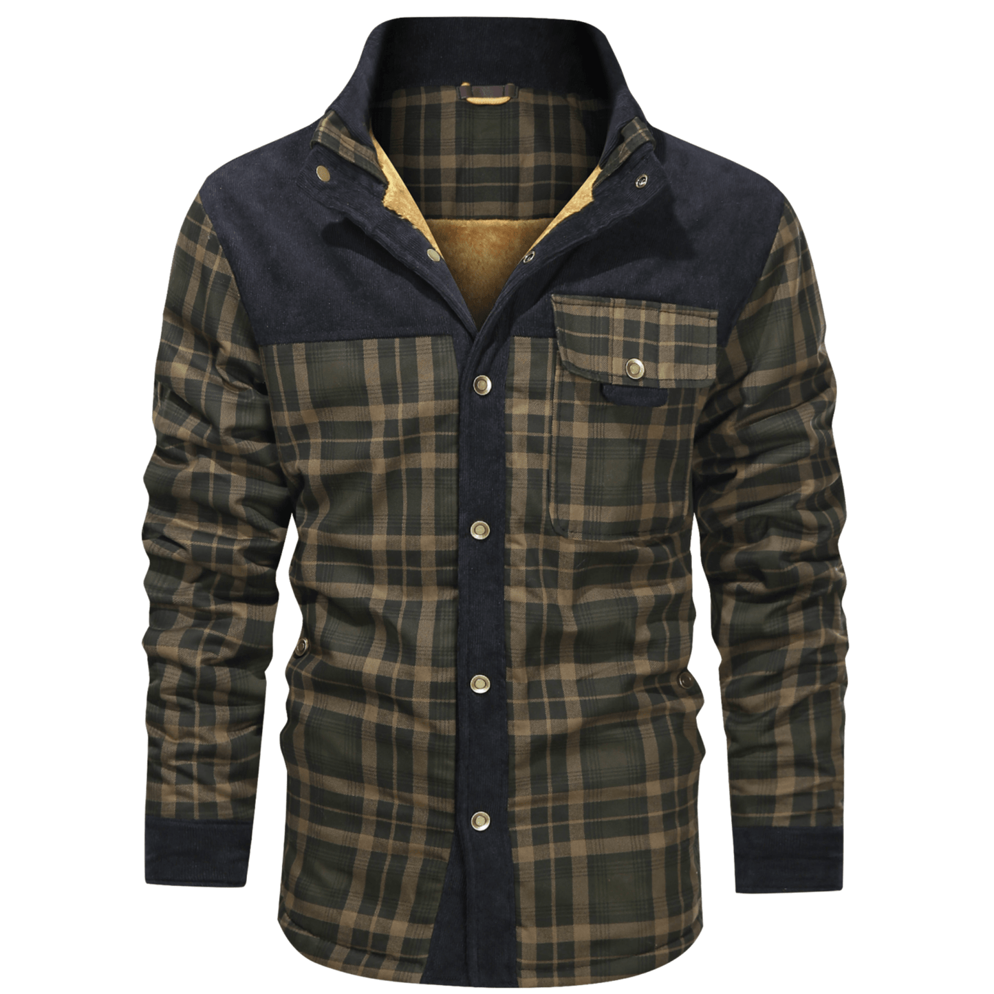 HARRIS - Herenjas met rustieke geruite knoopsluiting en corduroy accenten