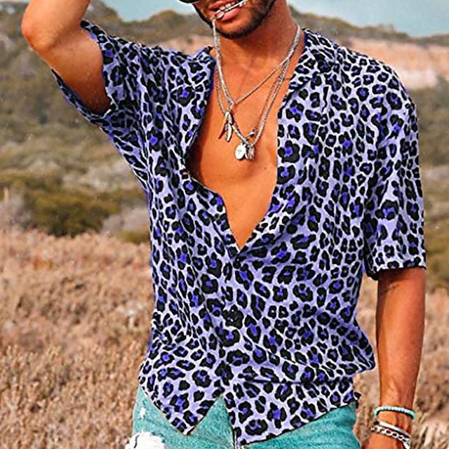 RIO – Heren zomers poloshirt met speelse luipaardprint