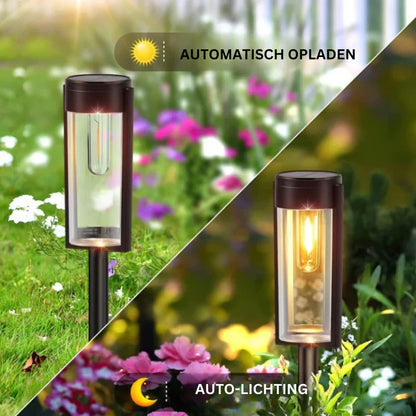 Stijlvolle Zonne-energie Padverlichting voor een Verlichte Tuin – LumiPath