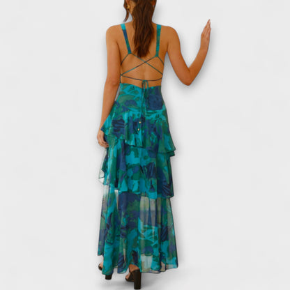 Zomerse dames maxi-jurk met diepe V-hals – ALENIA - Glamorix