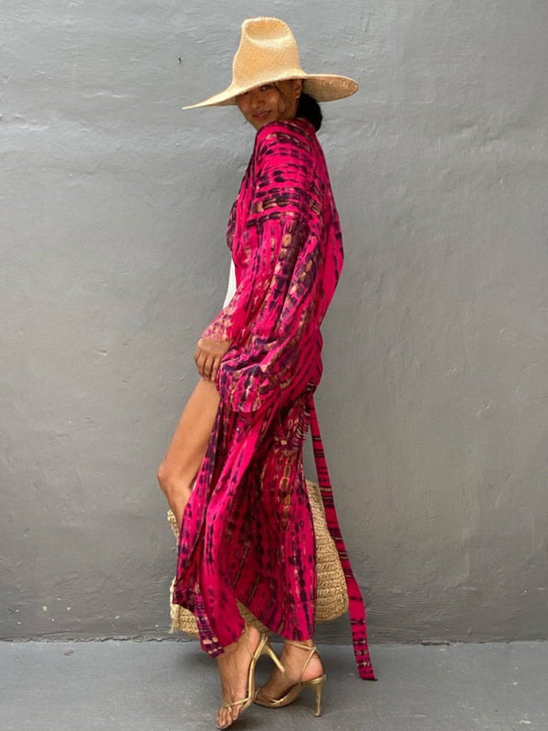Lichtgewicht Strandkimono met Tie-Dye Print voor Zomerse Stijl – Aino - Glamorix