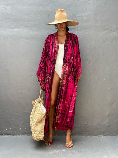 Lichtgewicht Strandkimono met Tie-Dye Print voor Zomerse Stijl – Aino - Glamorix