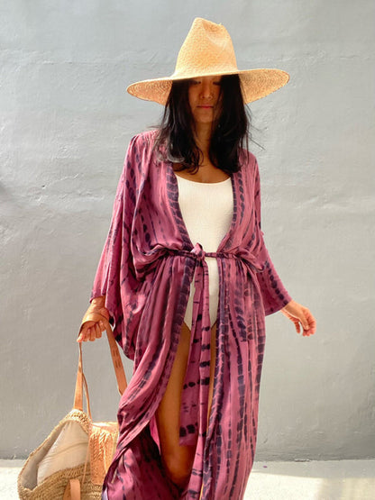 Lichtgewicht Strandkimono met Tie-Dye Print voor Zomerse Stijl – Aino - Glamorix