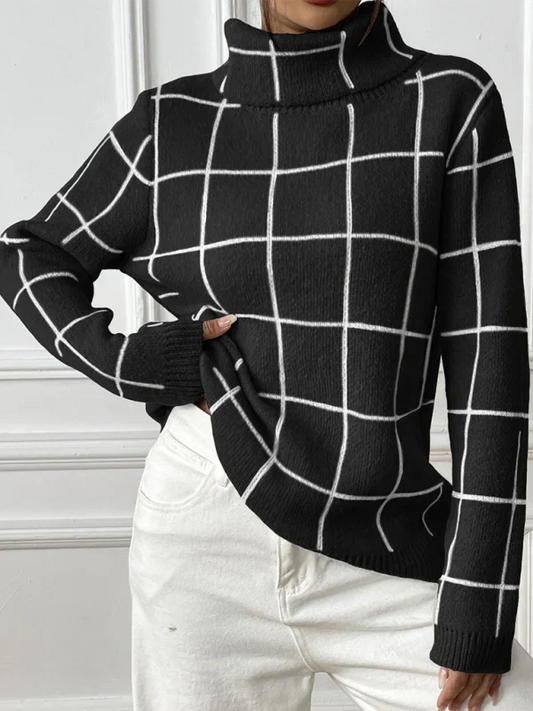 WARMGRACE - Damespullover met Hoge Kraag voor Herfst en Winter