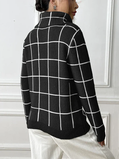 WARMGRACE - Damespullover met Hoge Kraag voor Herfst en Winter