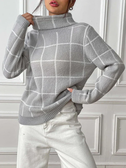 WARMGRACE - Damespullover met Hoge Kraag voor Herfst en Winter