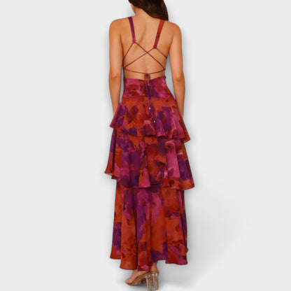 Zomerse dames maxi-jurk met diepe V-hals – ALENIA - Glamorix