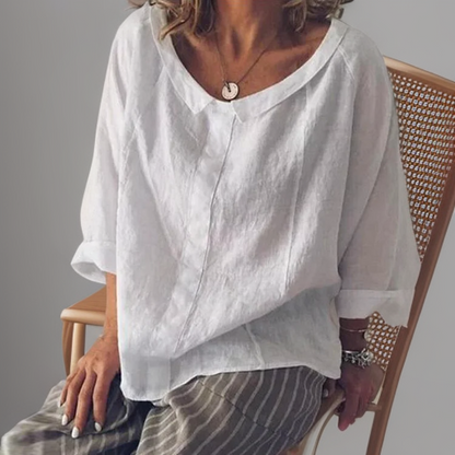 Luchtig losvallend dames T-shirt met V-hals – Aurelienne Top - Glamorix