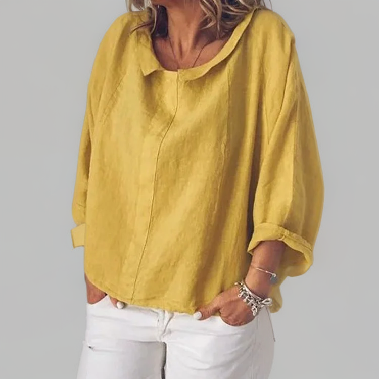 Luchtig losvallend dames T-shirt met V-hals – Aurelienne Top - Glamorix