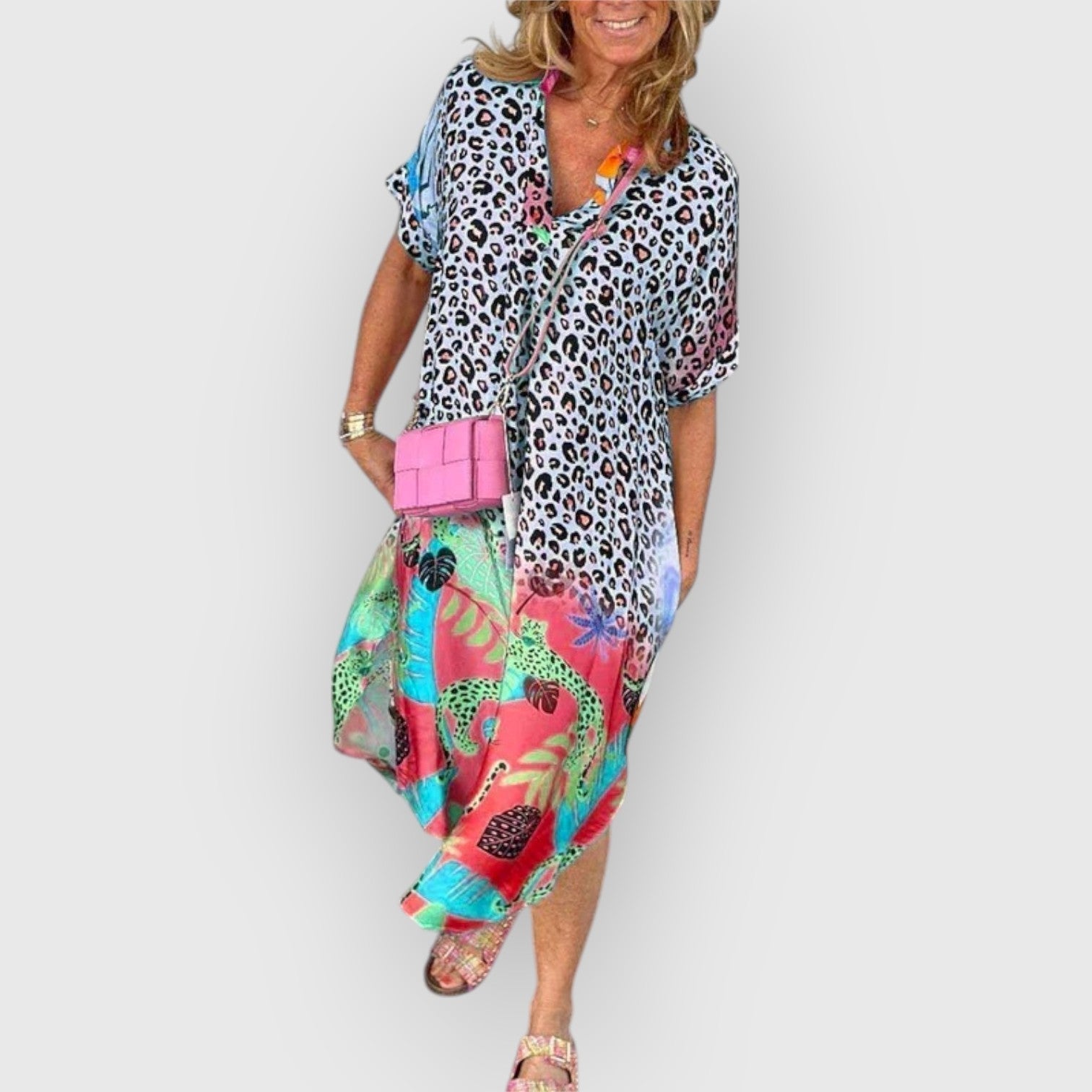 Zwierige dames midi-jurk met relaxte pasvorm – BRENAYA - Glamorix