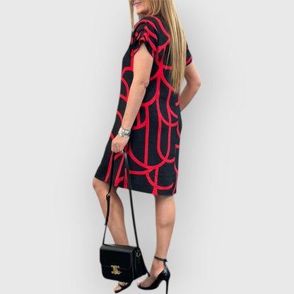 Rechte damesjurk met polokraag en korte mouw – BLANIKA - Glamorix