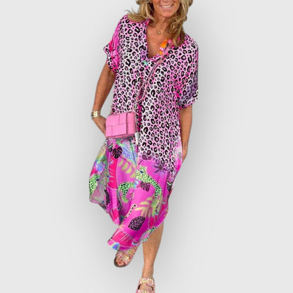 Zwierige dames midi-jurk met relaxte pasvorm – BRENAYA - Glamorix