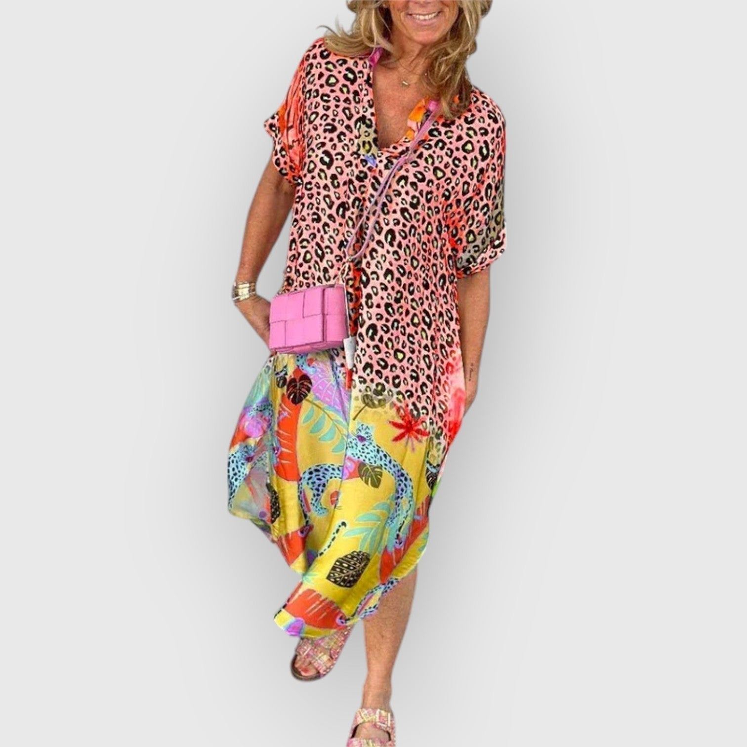 Zwierige dames midi-jurk met relaxte pasvorm – BRENAYA - Glamorix