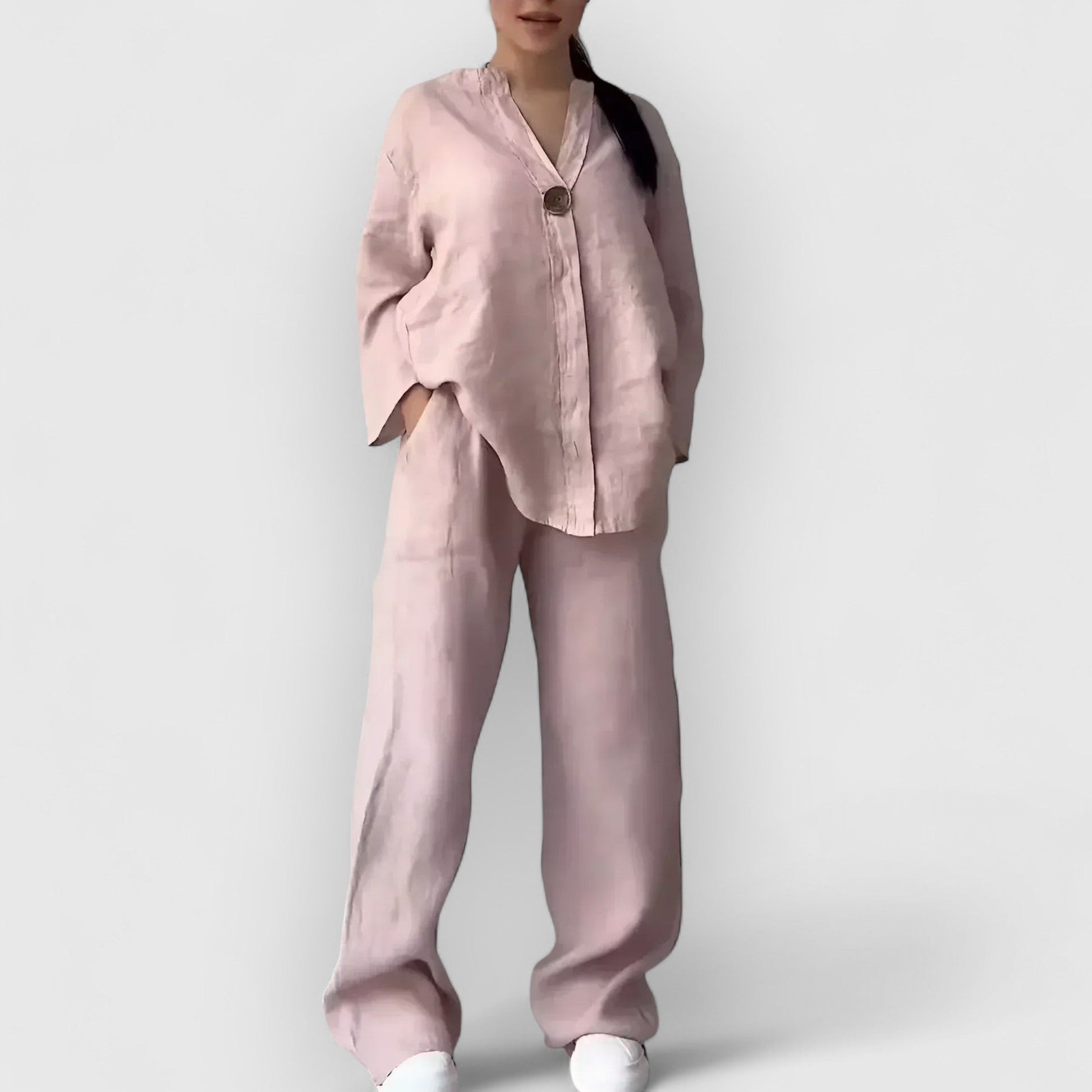 Stijlvolle dames co-ord set met tuniek en wijde broek – LUNÉA - Glamorix