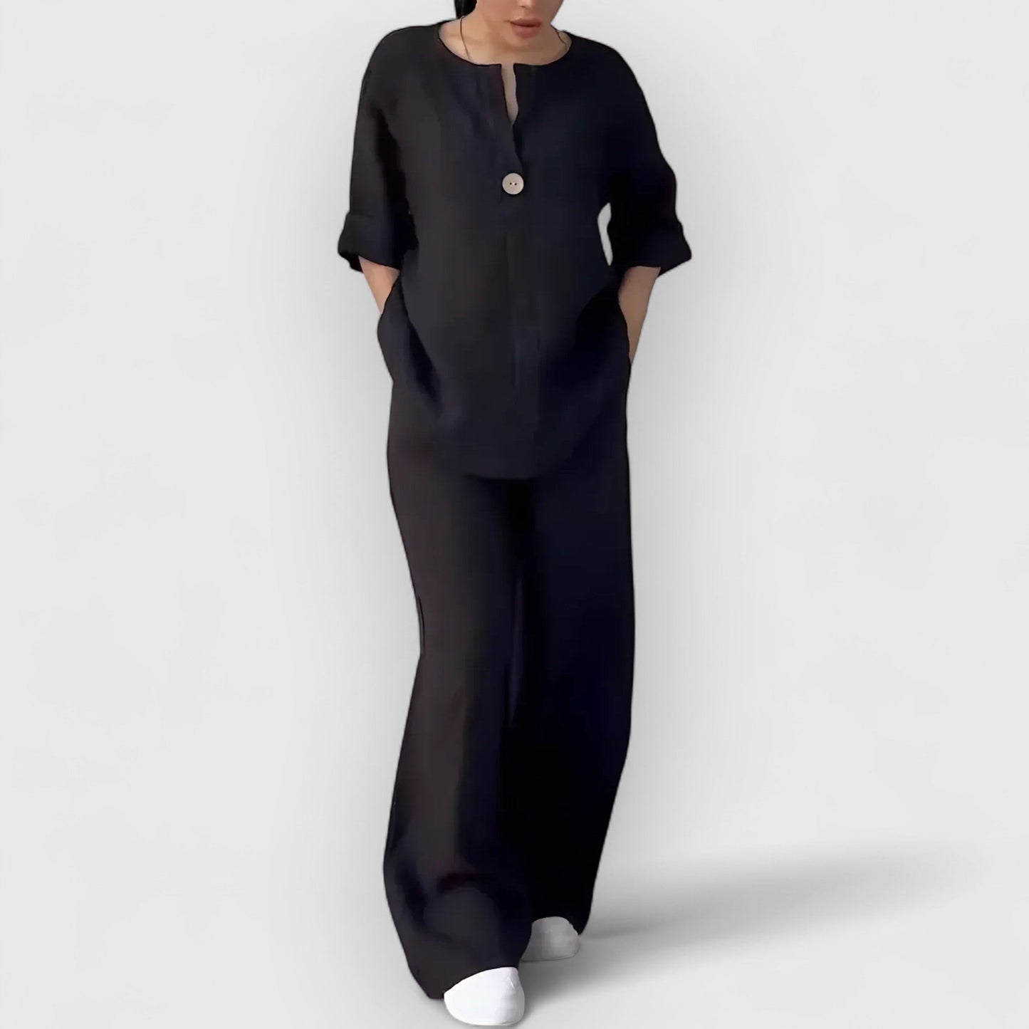 Stijlvolle dames co-ord set met tuniek en wijde broek – LUNÉA - Glamorix