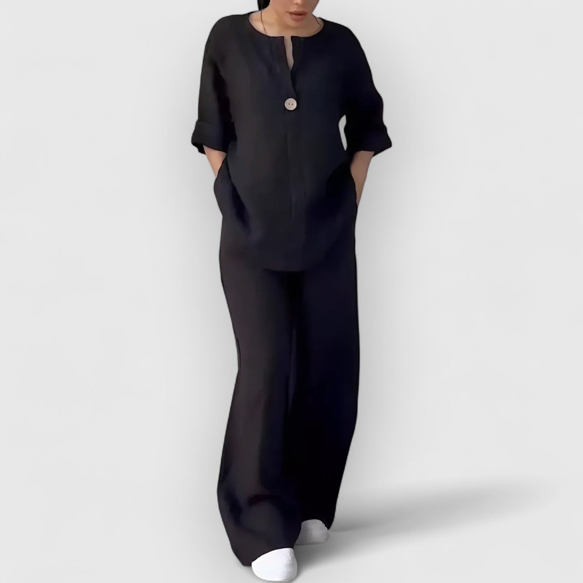 Stijlvolle dames co-ord set met tuniek en wijde broek – LUNÉA - Glamorix