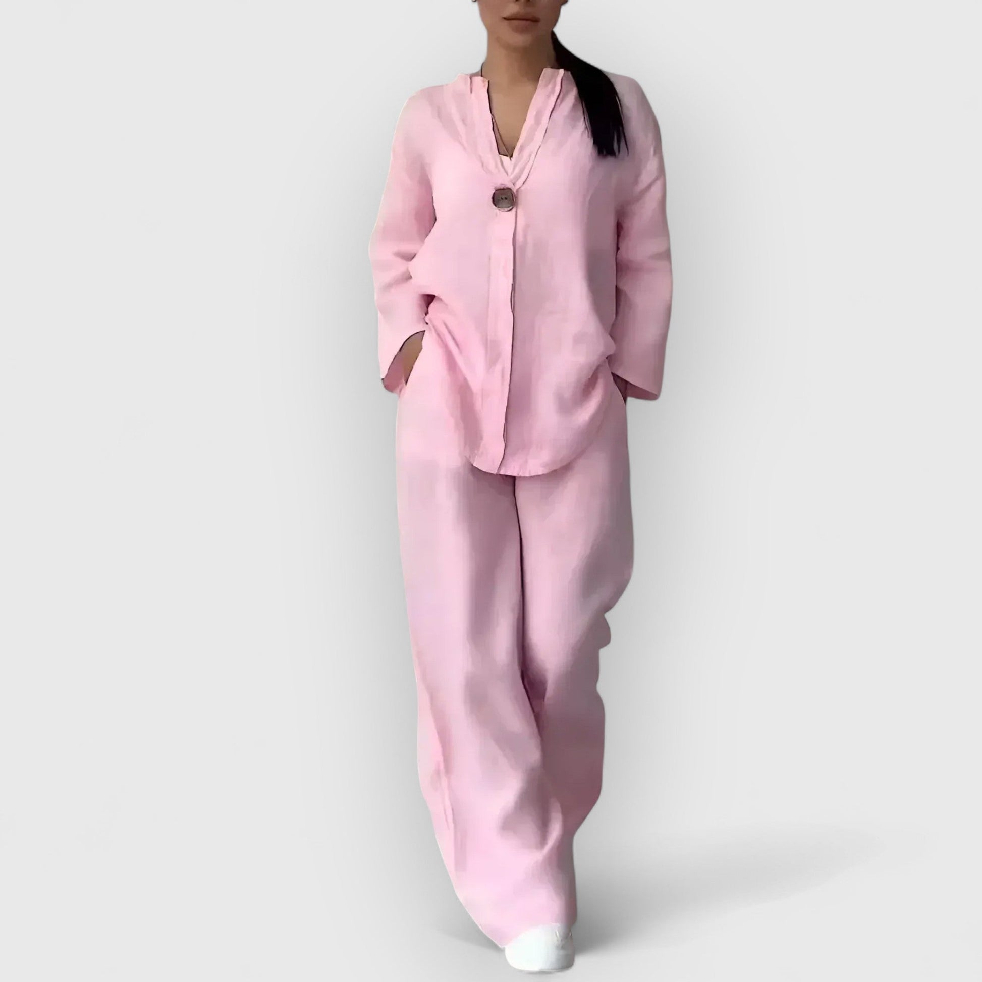 Stijlvolle dames co-ord set met tuniek en wijde broek – LUNÉA - Glamorix