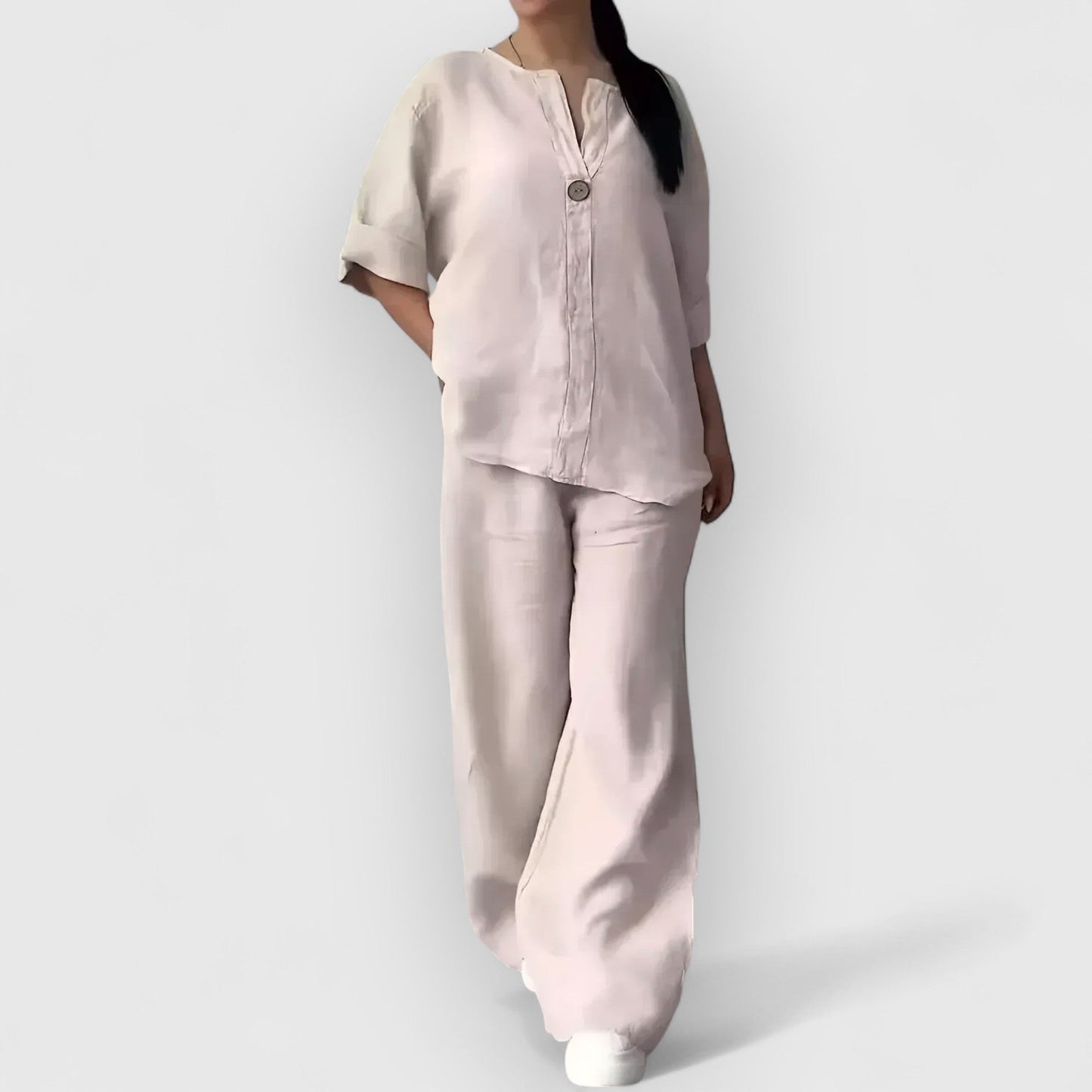 Stijlvolle dames co-ord set met tuniek en wijde broek – LUNÉA - Glamorix