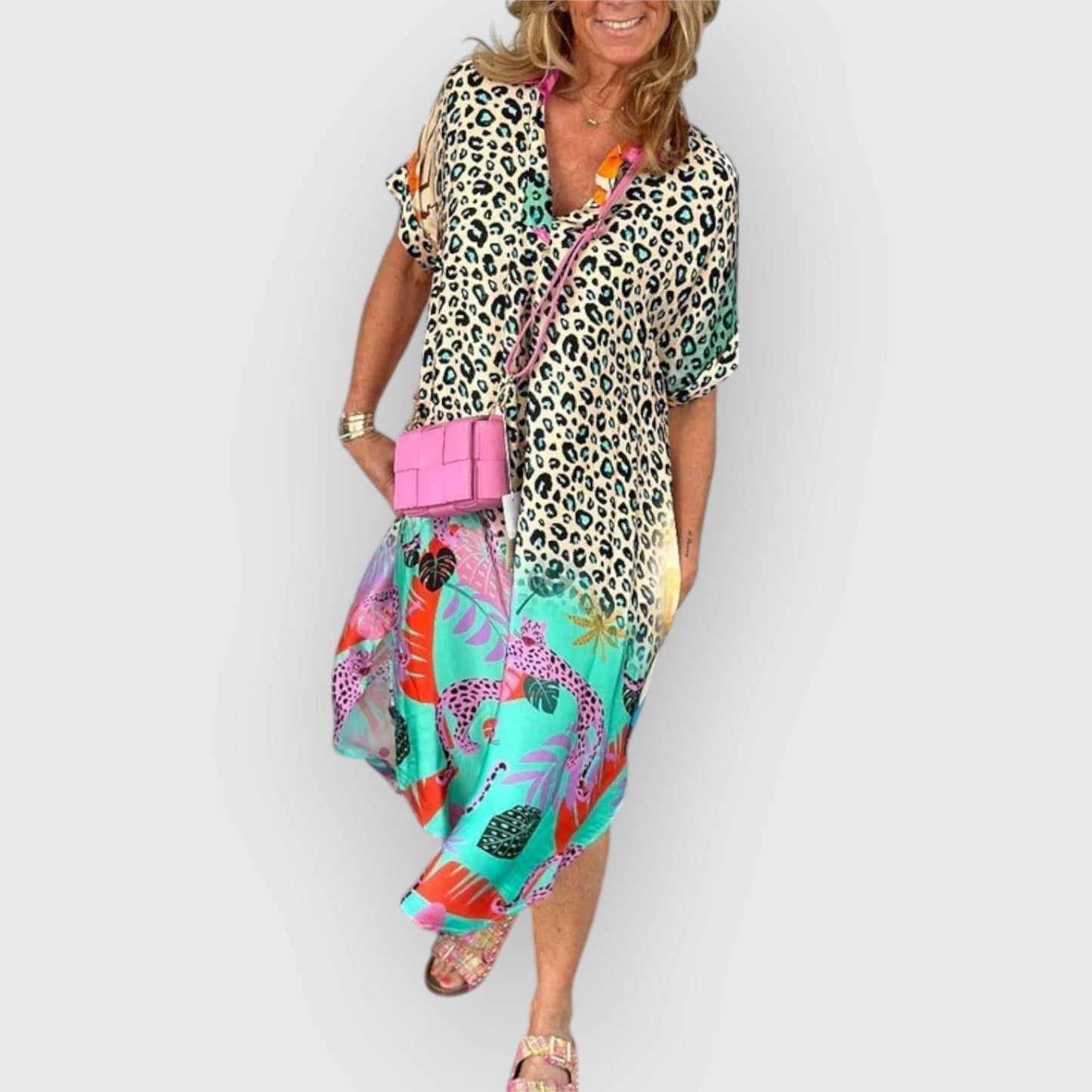 Zwierige dames midi-jurk met relaxte pasvorm – BRENAYA - Glamorix