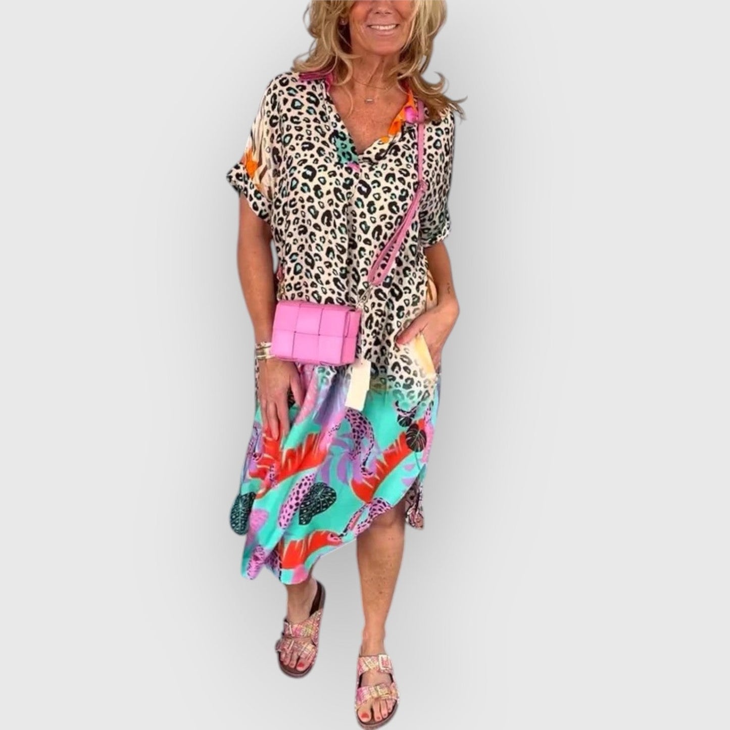 Zwierige dames midi-jurk met relaxte pasvorm – BRENAYA - Glamorix