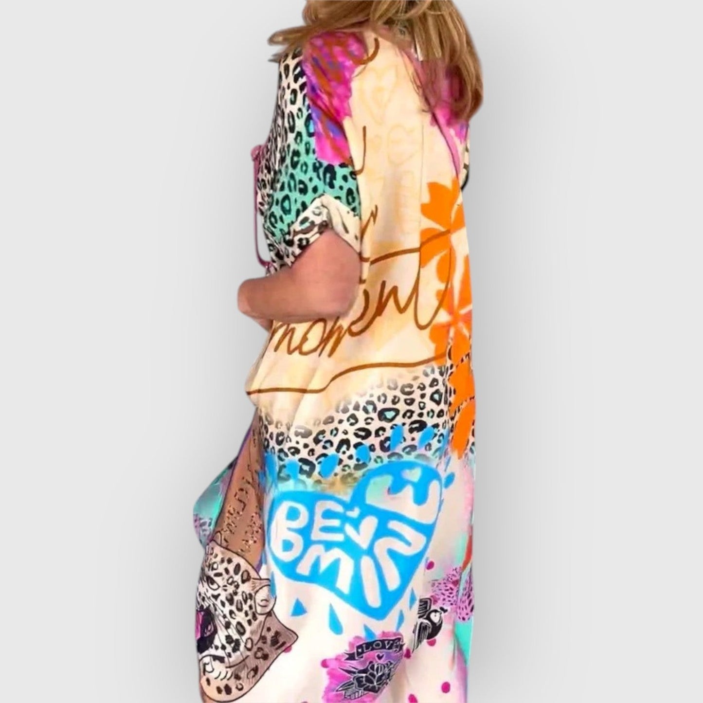 Zwierige dames midi-jurk met relaxte pasvorm – BRENAYA - Glamorix