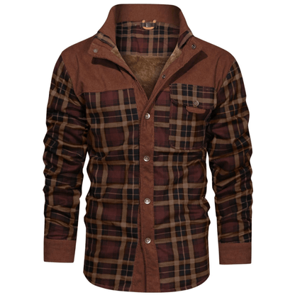 HARRIS - Herenjas met rustieke geruite knoopsluiting en corduroy accenten